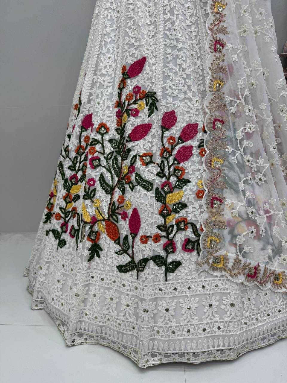 Faux Georgette Designer Embroidered Lehenga - MYLUXURY LANE ENTERPRISE